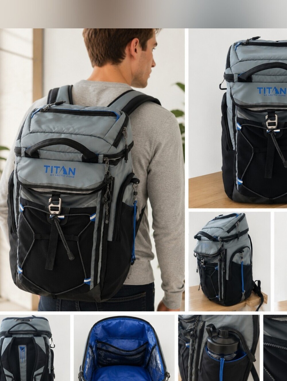 TITAN By ARTIC ZONEGray and Black Travel Backpack Cooloer